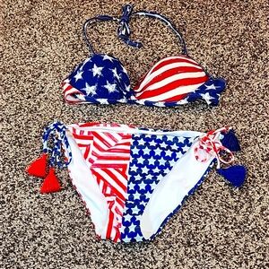 Stars and stripes 2pc swimsuit size large